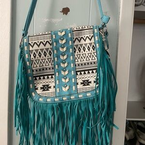 Turquoise leather purse